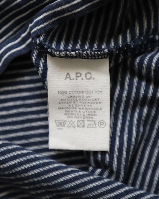 A.P.C. Gestreiftes kurzärmliges Rundhals-T-Shirt aus marineblauem Baumwollstoff - Image 6