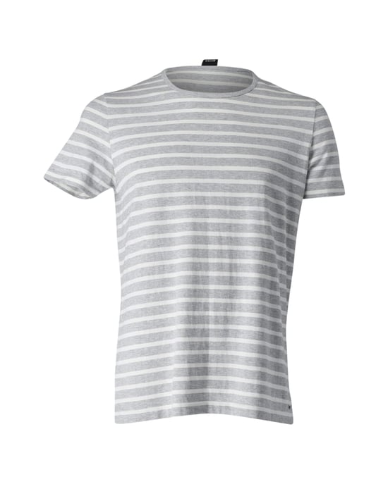 Hugo Boss Tessler Slim-Fit Streifen-T-Shirt aus weißem und hellblauem Baumwolljersey - Image 1