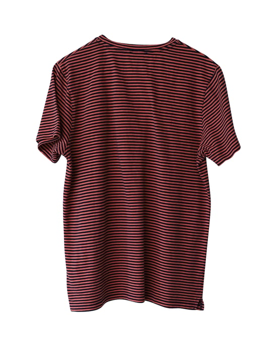 A.P.C. Gestreiftes Kurzarm-Shirt mit Rundhalsausschnitt aus orangefarbener Baumwolle - Image 2