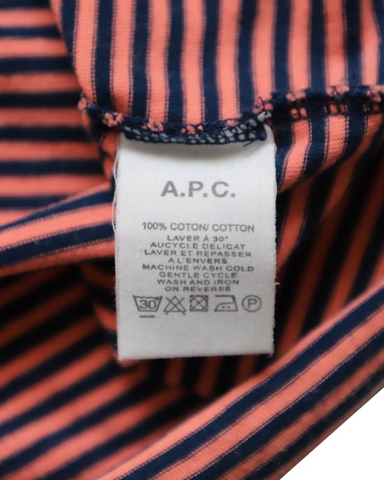 A.P.C. Gestreiftes Kurzarm-Shirt mit Rundhalsausschnitt aus orangefarbener Baumwolle - Image 5