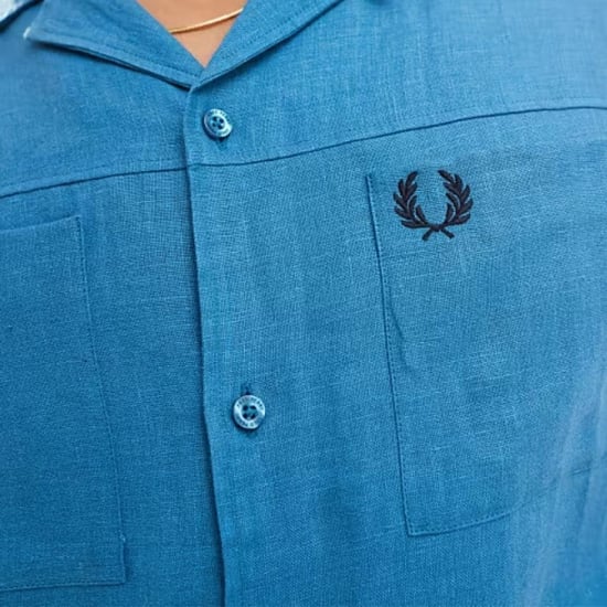 Fred Perry - "Runaway" Hemd für Herren, Leinen (Blaugrün) - Image 3