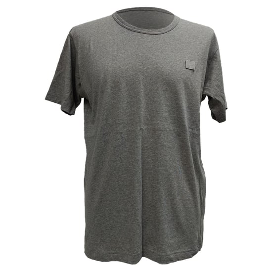 Acne Studios Face-Patch Rundhals-T-Shirt aus grauer Baumwolle - Image 1