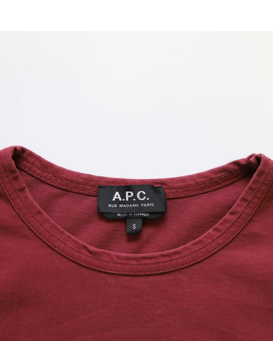 A.P.C. Kurzarm Crewneck T-Shirt mit Tasche aus roter Baumwolle - Image 3