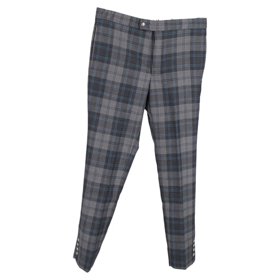 Moncler karierte, mittelhoch geschnittene Slim-Fit-Hose aus grauer Wolle - Image 1