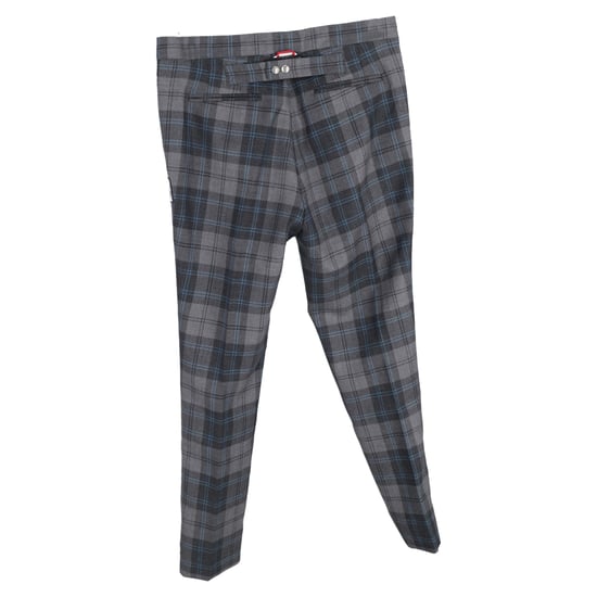 Moncler karierte, mittelhoch geschnittene Slim-Fit-Hose aus grauer Wolle - Image 2