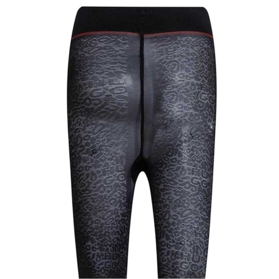 Hugo - Strumpfhosen für Damen, Logo, Leo-Muster (Schwarz) - Image 3