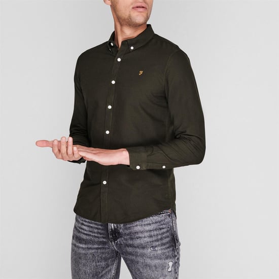 Farah - Button-Down-Hemd für Herren, Oxford-Stil, Langärmlig (Dunkelgrün) - Image 3