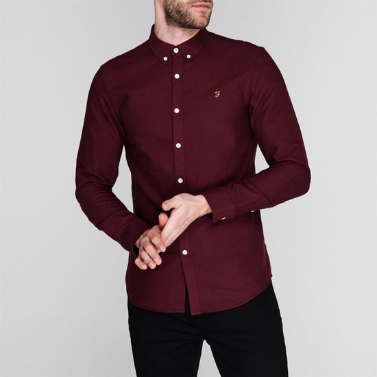 Farah - Button-Down-Hemd für Herren, Oxford-Stil, Langärmlig (Burgunderrot) - Image 3