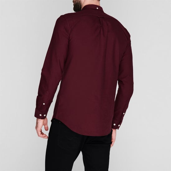 Farah - Button-Down-Hemd für Herren, Oxford-Stil, Langärmlig (Burgunderrot) - Image 4