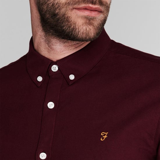 Farah - Button-Down-Hemd für Herren, Oxford-Stil, Langärmlig (Burgunderrot) - Image 5