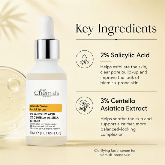 skinChemists Gesichtsserum für unreine Haut (30 ml) mit 2 % Salicylsäure und 3 % Centella Asiatica - Image 3