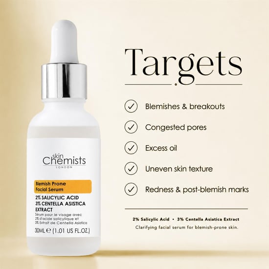 skinChemists Gesichtsserum für unreine Haut (30 ml) mit 2 % Salicylsäure und 3 % Centella Asiatica - Image 5