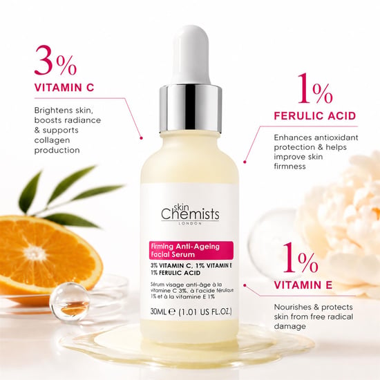 skinChemists Anti-Aging-Gesichtsserum mit 3 % Vitamin C, 1 % Ferulasäure und 1 % Vitamin E, 30 ml - Image 3
