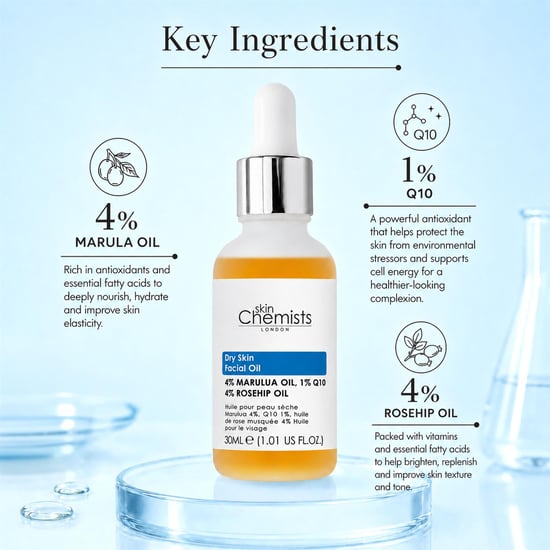 skinChemists Anti-Aging-Gesichtsserum für trockene Haut, 30 ml, mit Marulaöl (4 %), Q10 (1 %) und Hagebuttenöl (4 %) - Image 2