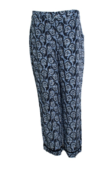 Prada, blaue, lässige Seidenhose mit Blumenmuster - Image 1