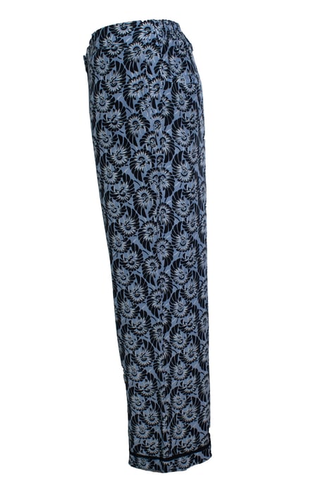 Prada, blaue, lässige Seidenhose mit Blumenmuster - Image 3