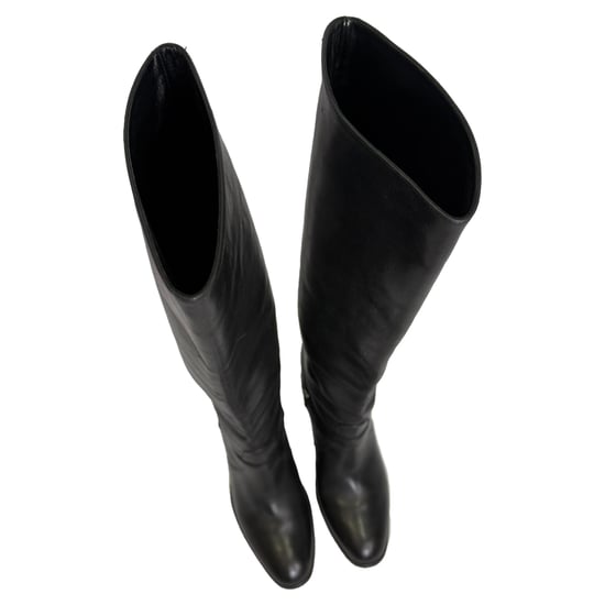 Saint Laurent Hohe Stiefel mit Ketten-Details aus schwarzem Leder - Image 2
