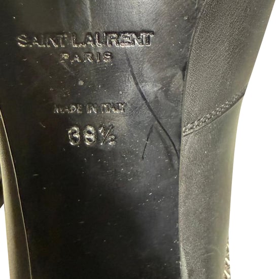 Saint Laurent Hohe Stiefel mit Ketten-Details aus schwarzem Leder - Image 4