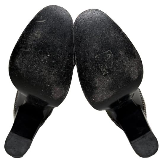 Saint Laurent Hohe Stiefel mit Ketten-Details aus schwarzem Leder - Image 5