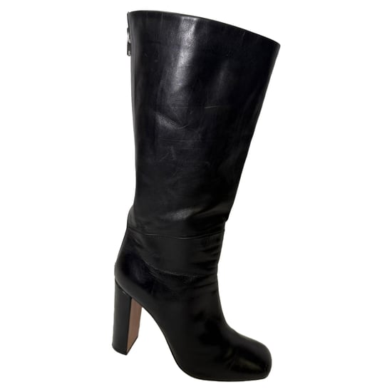 Celine Hohe Reitstiefel aus schwarzem Leder - Image 1