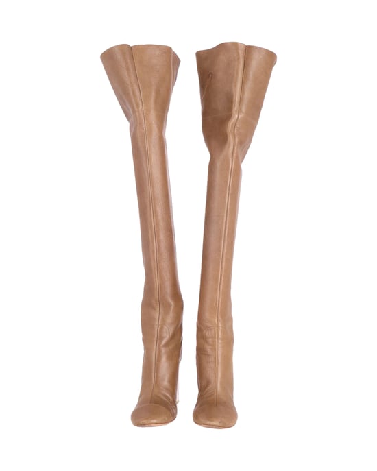 Chloe Overknee-Stiefel mit transparentem Absatz aus hellbraunem Leder - Image 2