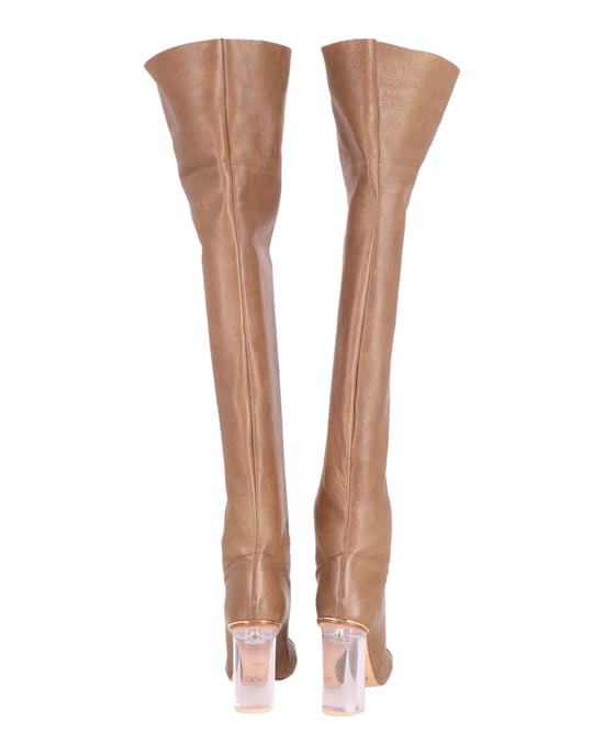 Chloe Overknee-Stiefel mit transparentem Absatz aus hellbraunem Leder - Image 4