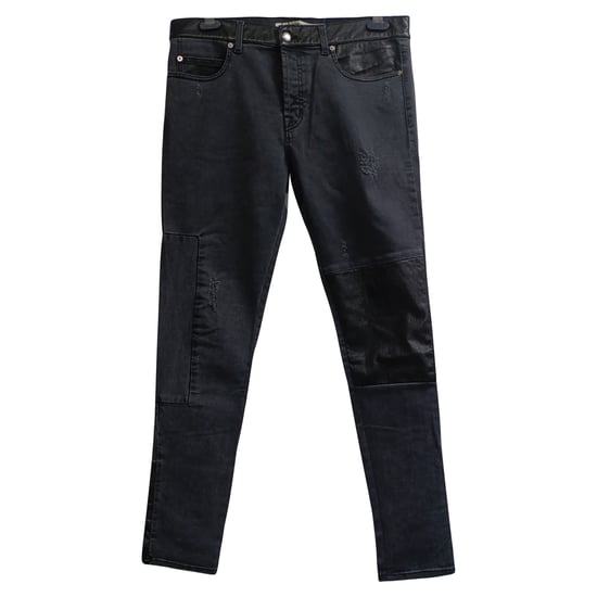 Alexander McQueen Mid-Rise Distressed Slim-Fit Jeans aus schwarzer Baumwolle - Image 1