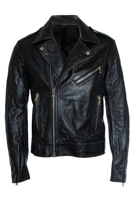 Balmain, schwarze Lederbikerjacke mit Reißverschlüssen und Logo - Image 1