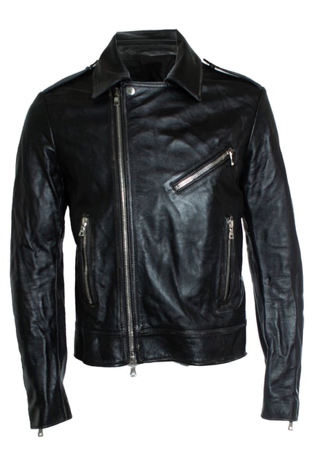 Balmain, schwarze Lederbikerjacke mit Reißverschlüssen und Logo - Image 3