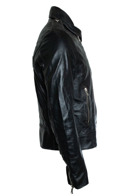Balmain, schwarze Lederbikerjacke mit Reißverschlüssen und Logo - Image 4