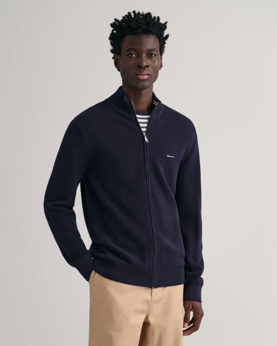 Gant Cotton Pique Half Zip Strickjacke - Image 1