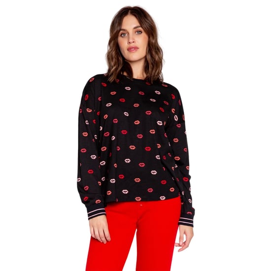 PJ Salvage - "Lippy" Schlafanzug-Oberteil für Damen, Langärmlig (Schwarz/Rot/Pink) - Image 2