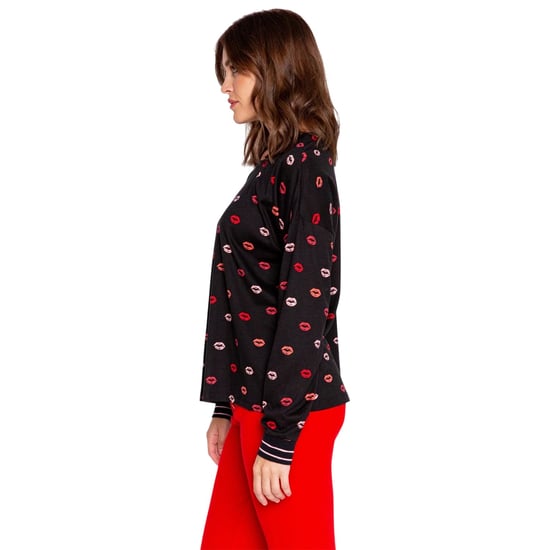 PJ Salvage - "Lippy" Schlafanzug-Oberteil für Damen, Langärmlig (Schwarz/Rot/Pink) - Image 3