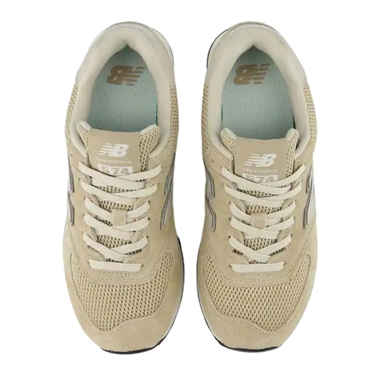New Balance - "574" Sneaker für Damen, Wildleder, Keilabsatz (Beige/Weiß) - Image 4