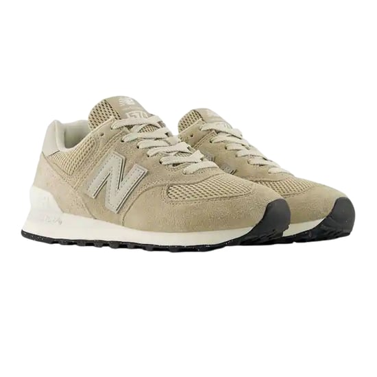 New Balance - "574" Sneaker für Damen, Wildleder, Keilabsatz (Beige/Weiß) - Image 6