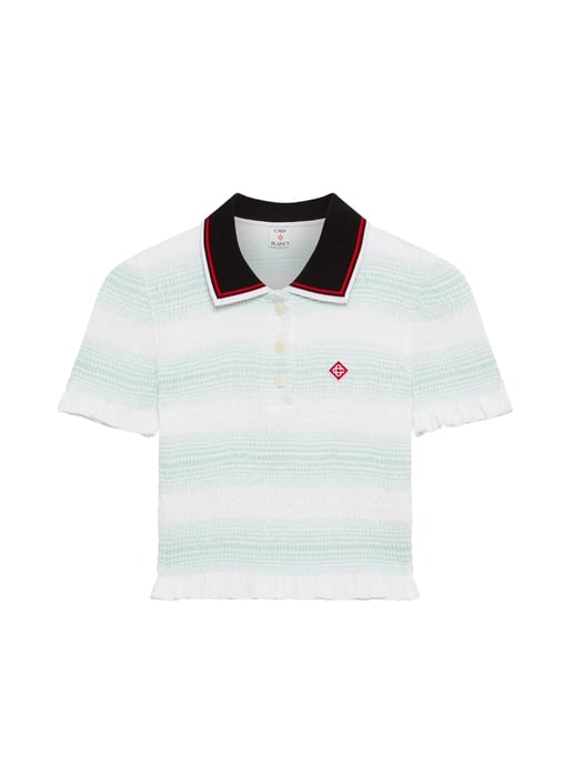 Gestreiftes, gerafftes Polo-Top - Image 1