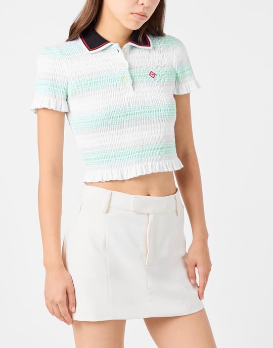 Gestreiftes, gerafftes Polo-Top - Image 3