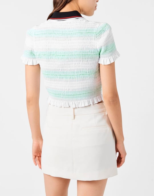 Gestreiftes, gerafftes Polo-Top - Image 4