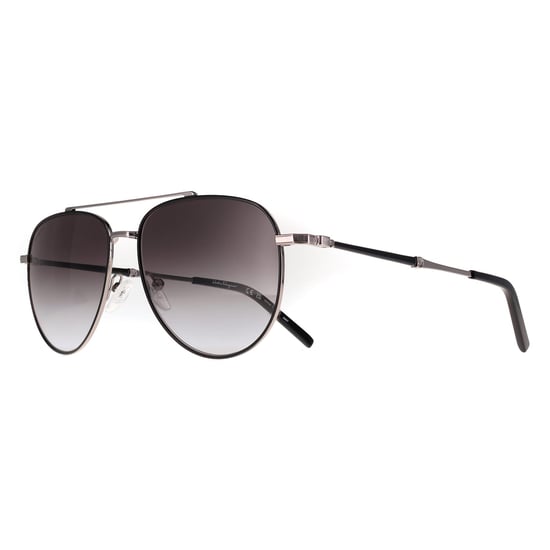 Salvatore Ferragamo SF226S 086 Sonnenbrille in Schwarz mit hellem Ruthenium-Grau-Farbverlauf - Image 2
