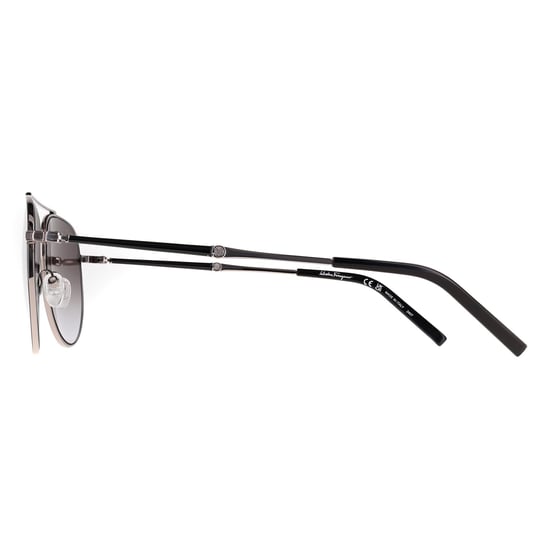 Salvatore Ferragamo SF226S 086 Sonnenbrille in Schwarz mit hellem Ruthenium-Grau-Farbverlauf - Image 3