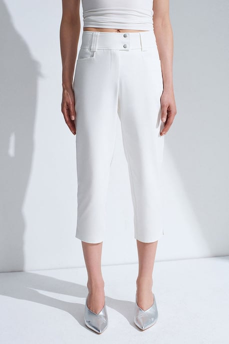 Damen High-Waist Weite Capri-Hosen - Image 3