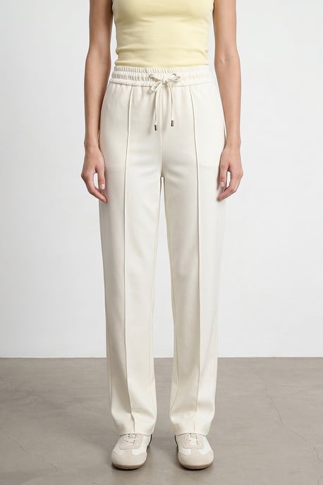 Gerade geschnittene Crepe-Hose mit Kordelzugbund - Image 3