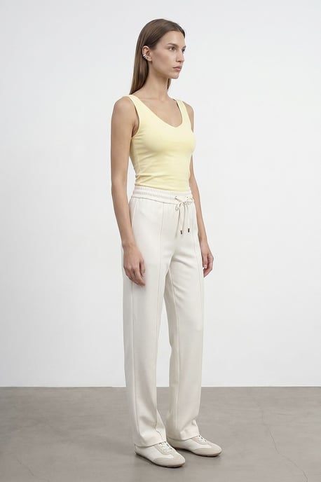 Gerade geschnittene Crepe-Hose mit Kordelzugbund - Image 4