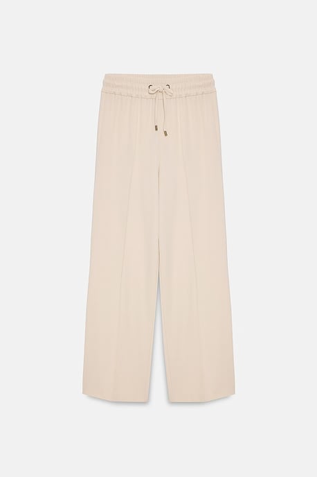 Gerade geschnittene Crepe-Hose mit Kordelzugbund - Image 5