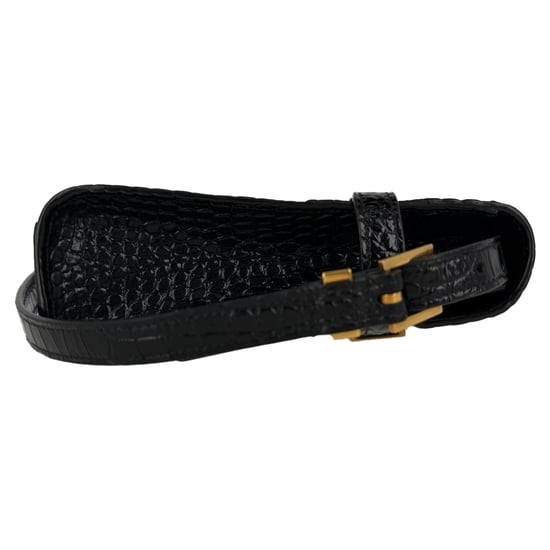 Saint Laurent Manhattan Schultertasche aus schwarzem Leder mit Krokodilprägung - Image 6