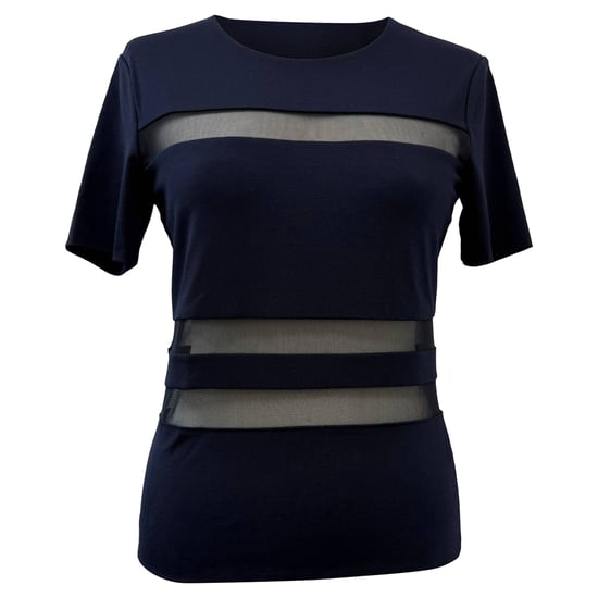 T Alexander Wang Mesh Accent T-Shirt in Marineblau Rayon - Image 1
