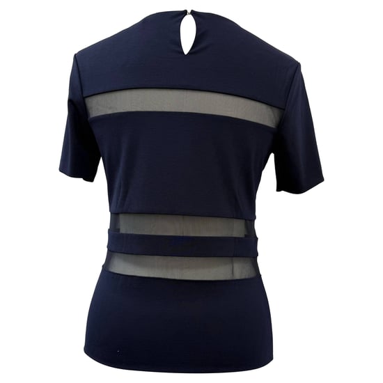 T Alexander Wang Mesh Accent T-Shirt in Marineblau Rayon - Image 3