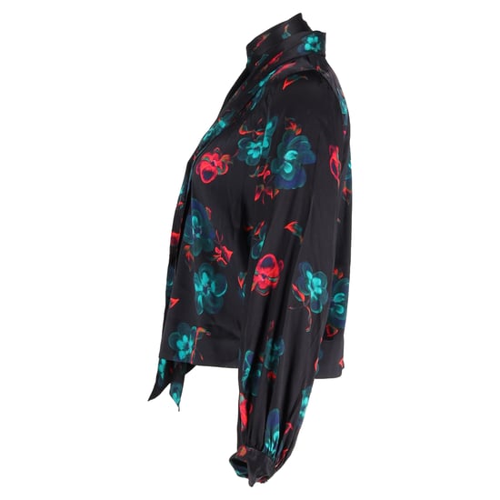 Ganni Bluse mit Blumenmuster aus schwarzer Seide - Image 2