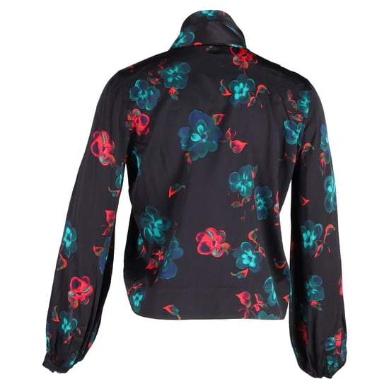 Ganni Bluse mit Blumenmuster aus schwarzer Seide - Image 3