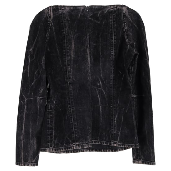 Stella McCartney Bluse aus beflocktem Samt in schwarzem Denim - Image 2